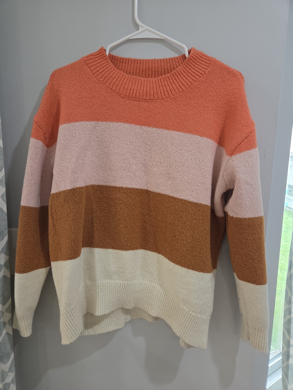 Old Navy Striped Crewneck Sweater - Coral, Pink, Rust & Cream
